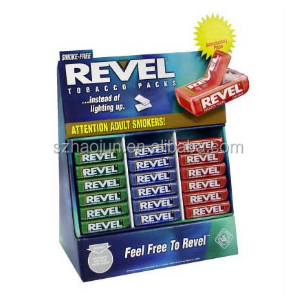 Simple design small cardboard desktop display box , chewing gum counter display box