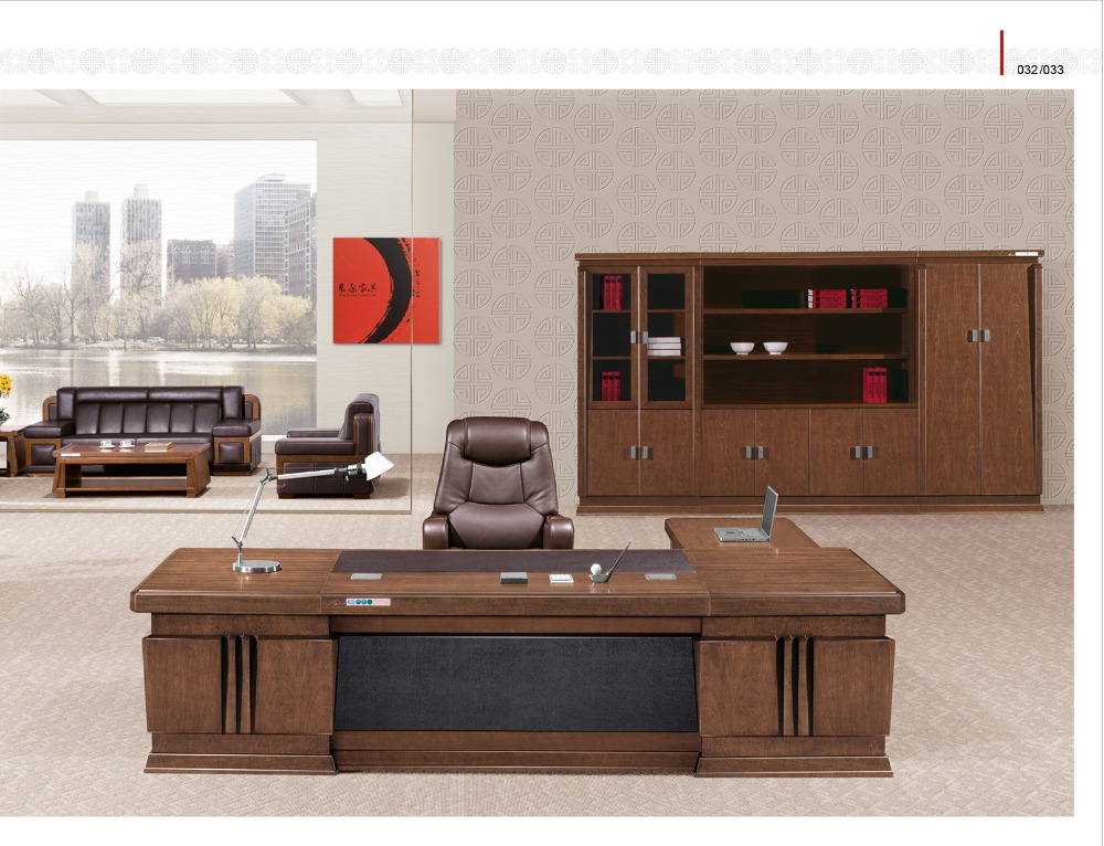 Classical Executive Office Table With Glass Top Factory Sell