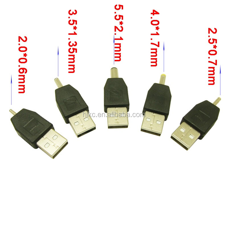 Type A USB Male Port To DC 5V 2.0*0.6mm 2.5*0.7mm 3.5*1.35mm 4.0