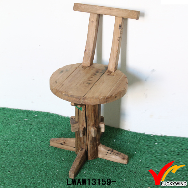 Back Design Chic Handmade Unfinished Wood Small Round Chair