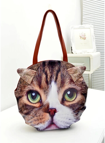 pu付きショルダーバッグ3d猫のイメージは、 ショッピングトートバッグ問屋・仕入れ・卸・卸売り