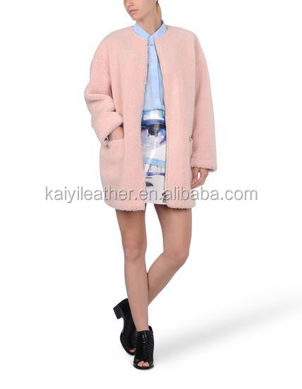 卸売新しいファッションoem2015ドイツの長い女性ピンクのウールのコート仕入れ・メーカー・工場