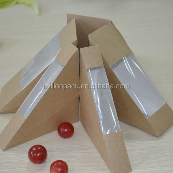 エコ- に優しい段ボール紙の使い捨て紙三角形のサンドイッチボックス仕入れ・メーカー・工場