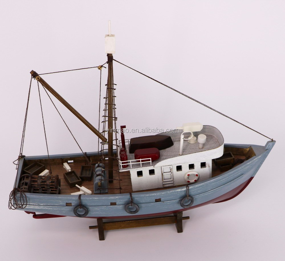 fishing boat model, 45x14x38cm, wooden fish