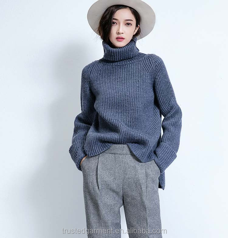 ladies front short back long design woolen sweater