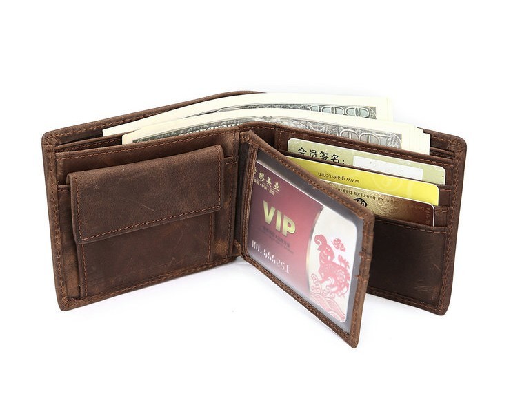 OEMPROMO Wholesale genuine crazy horse leather credit card holder wallet for men
