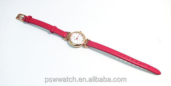 2014 new style hot sale rose gold leather pink hand watch for girl