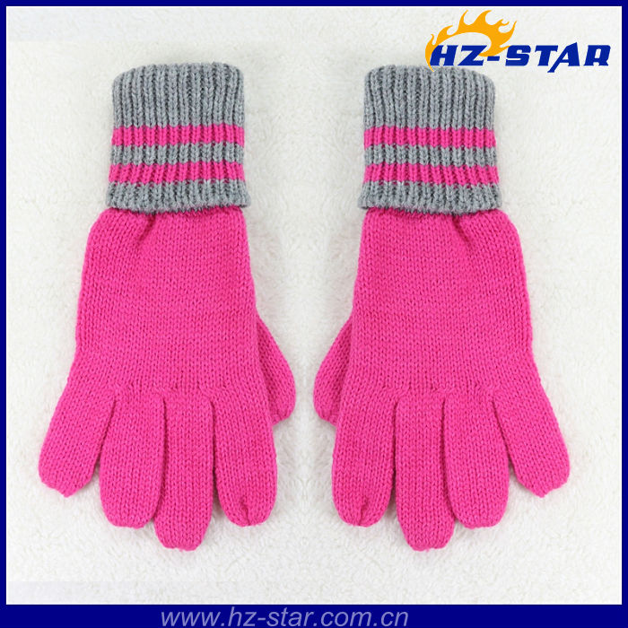 HZS-13033カラフルな手を保護アクリル編み面白い子供安い平野かわいい冬暖かい女の子手袋仕入れ・メーカー・工場