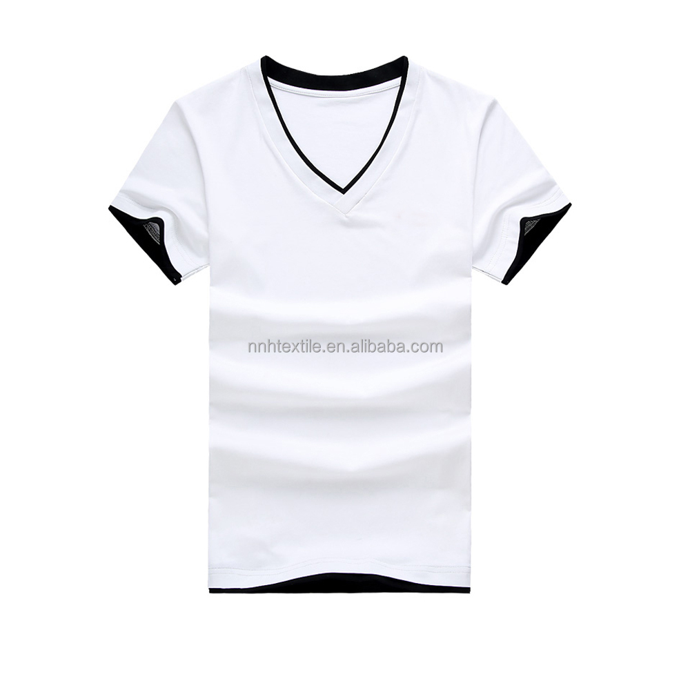 2015カジュアルシンプルなv- ネックtシャツ、 カスタムフィット、 男性のためのtシャツ仕入れ・メーカー・工場