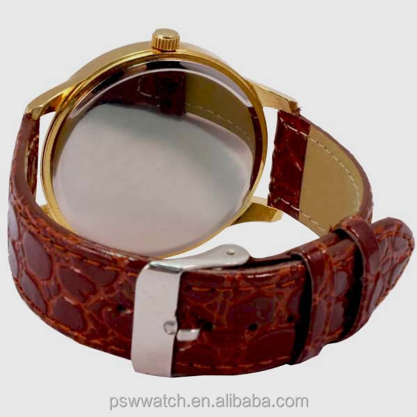 Arabic numbers polished crocodile man leather watches genuine leather watch