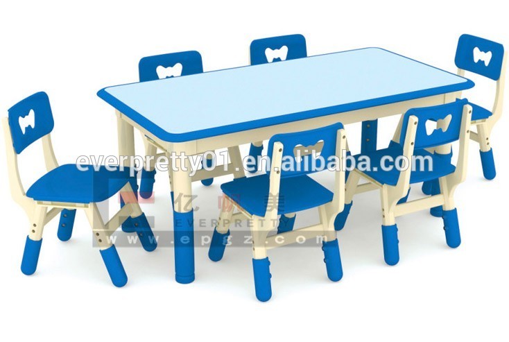 China Nursery School Furniture Table Chair Plastic Adjustable