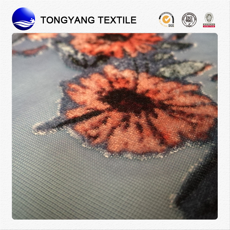 newest silk rayon velvet print burnout fabric hot-sale