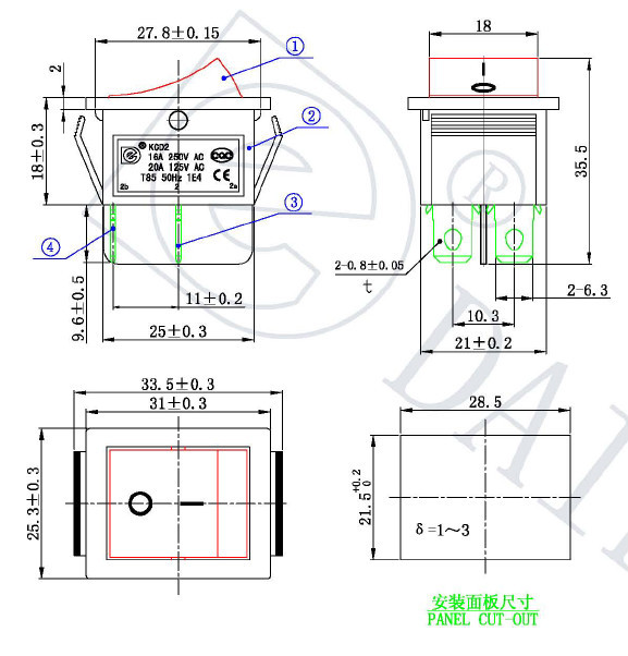 daierロッカースイッチ防水t85t125ロッカースイッチ仕入れ・メーカー・工場
