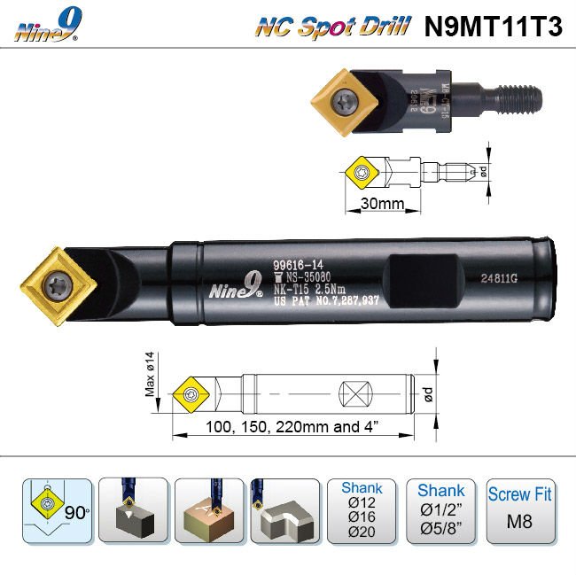 Nine9 Nc Spot Drill_carbide Insert Drill With N9mt11t3 Indexable Insert