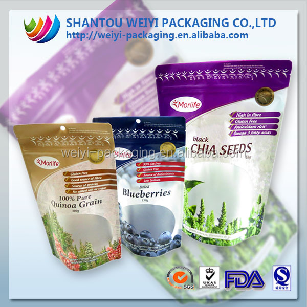resealable standing pouch for cinnamon raisin granola packaging