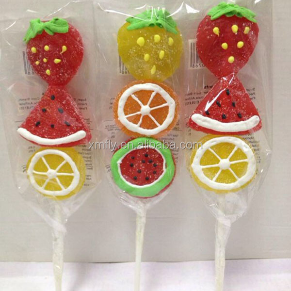 Lemon,Watermelon and Strawberry Shaped Candy Fruit Jelly Pop