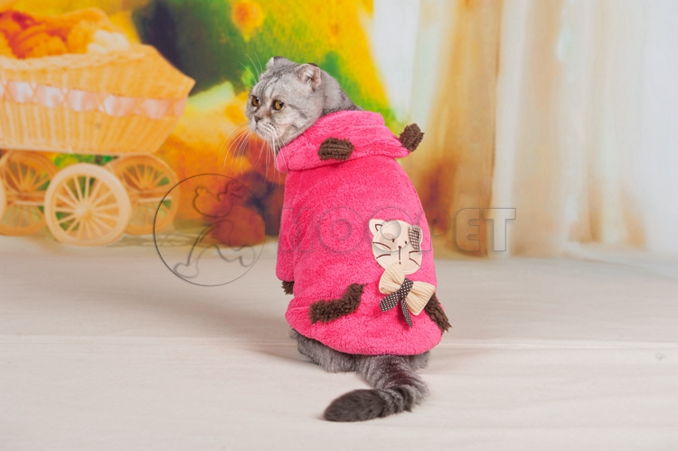 hoopetかわいいピンクの柔らかい猫服デザインポケット付き猫用品のための滝・冬仕入れ・メーカー・工場