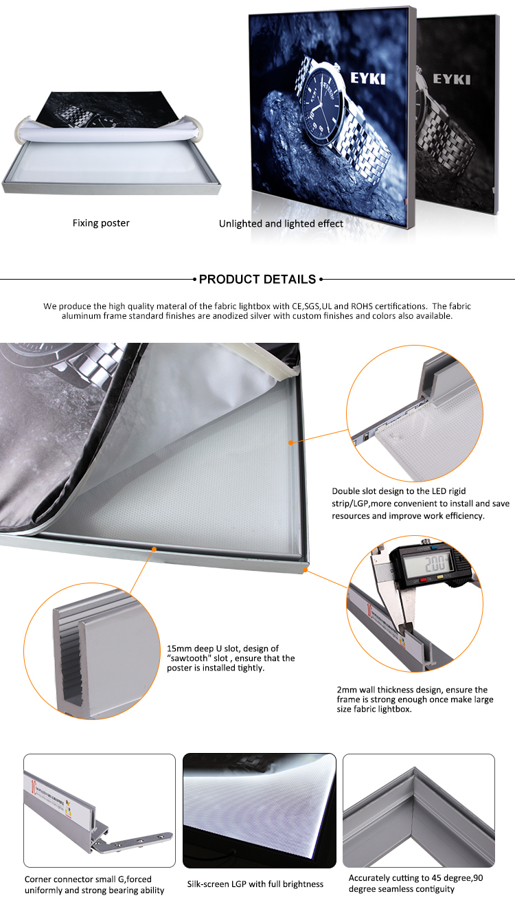 Seg Aluminum Banner Frame System Led Illuminated Lgp Panel Signage