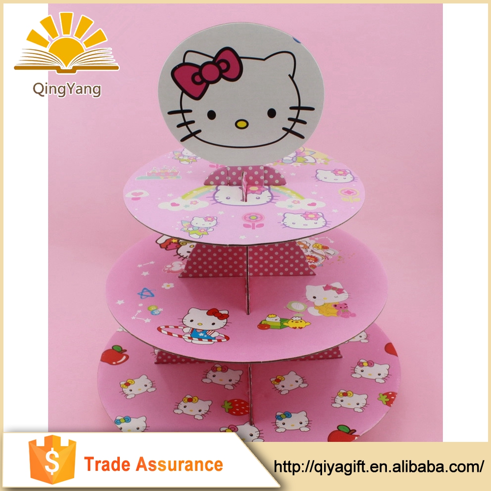 Hello Kitty Cute Tiered Cardboard Cupcake Stand For Girls Party