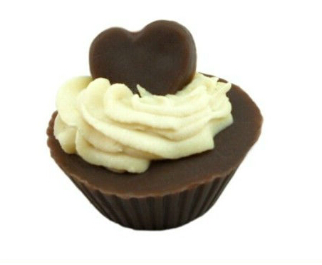 Chocolate cake soap with a pink heart,c12