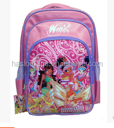 2015 new lovely cartoon winx school bag with china factory