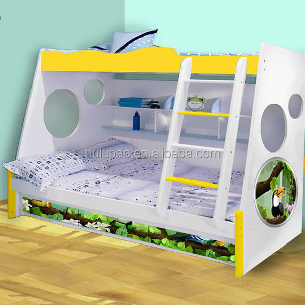 カラフルな子供用の寝台ベッドデザインの子付き二段ベッドワードローブ、 デスク仕入れ・メーカー・工場