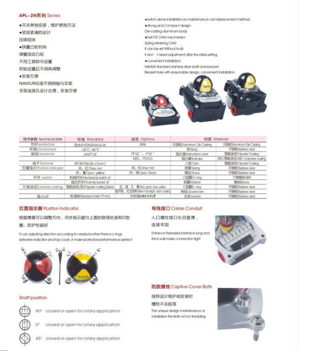 Limit Switch Box APL210,APL310,APL410 for pneumatic actuator