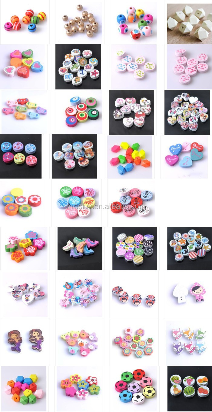 custom dyeing colorful geometric loose wood natural wooden beads fashion jewelry accessory diy wooden beads for diy necklace bracelet jewelry kids educational toys