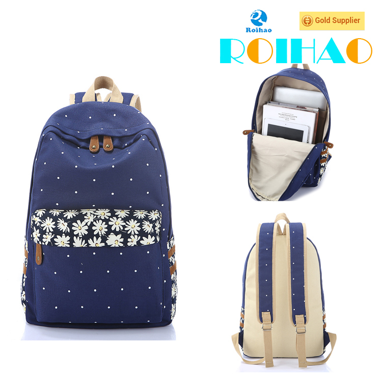 Roihao china supplier hot selling fashionable polyester cheap backpacks for girls