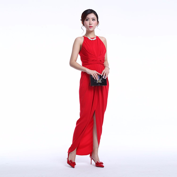2016卸売女性マキシドレスファッション夏綿長い赤いドレス仕入れ・メーカー・工場