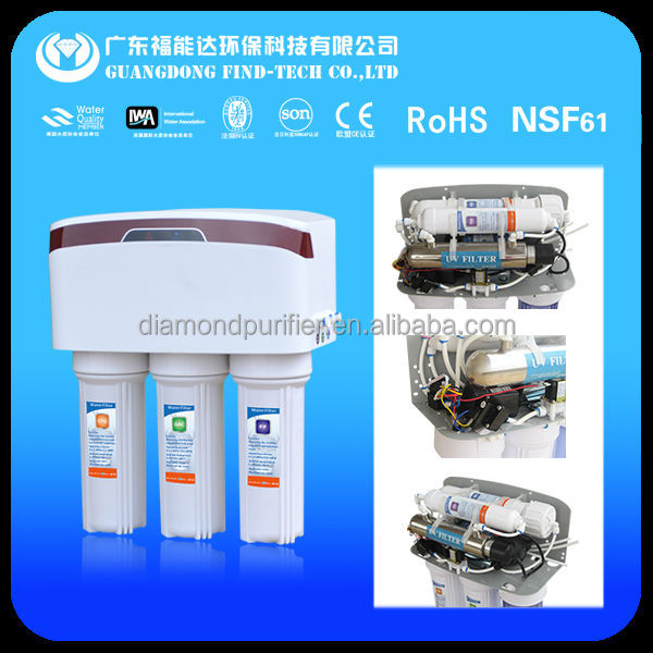 50GPD 6 stage uv sterilizer water filter water purifier with cover,China crystal purifier price