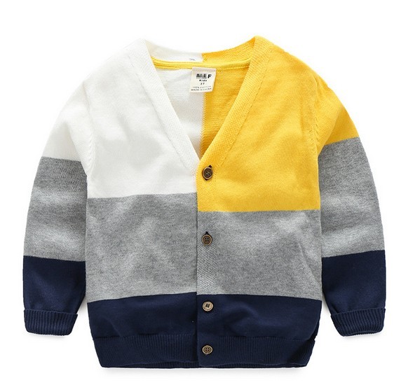 2016ウールセーターデザイン用男の子服フル綿キッド少年セーターブルーイエロー色材一致カーディガンQ0084仕入れ・メーカー・工場