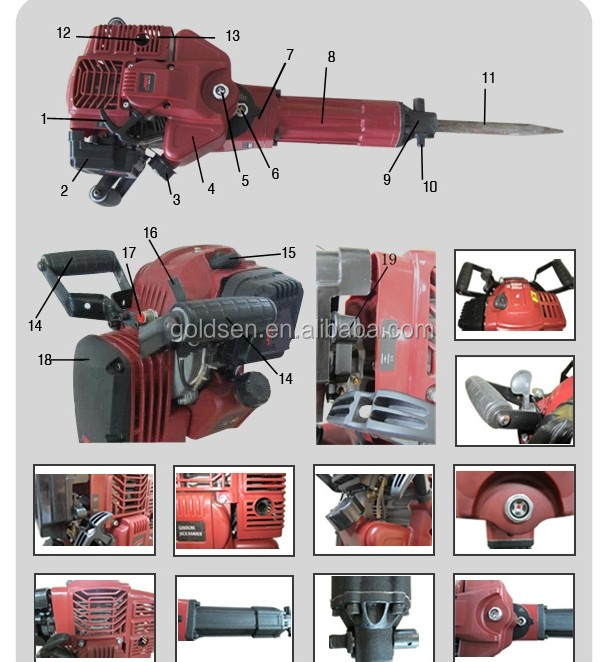 プロのポータブル１７００w2.4hp52cc電源が入ってガソリンgw8192取り壊しジャックハンマー問屋・仕入れ・卸・卸売り