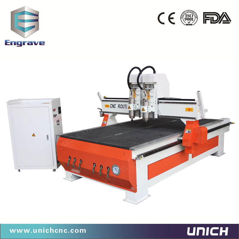 good working 1325 cnc wood carving machine/two heads/cnc router 