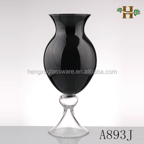 黒大手吹きガラスの花瓶、 装飾的な鍋- 腹の結婚式のための花瓶仕入れ・メーカー・工場