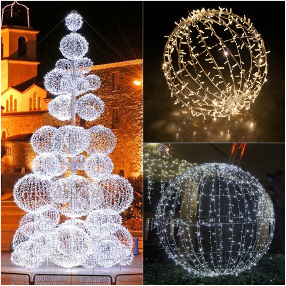 Noël extérieure à LED | Boules sphère Lumineuses Noël en Plein air,Boule  Lumineuse noël pour Arbre, Gransphère Suspendue avec Cadre en Fer, Globe