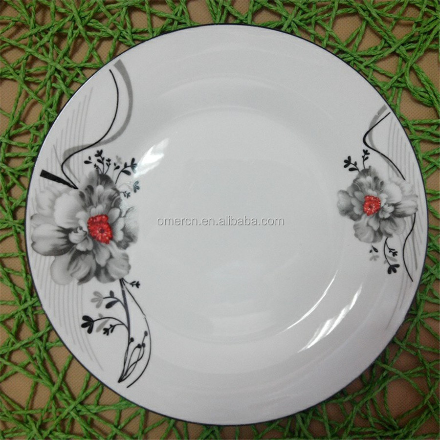 new design porcelain plates serving dishes, black edge porcelain