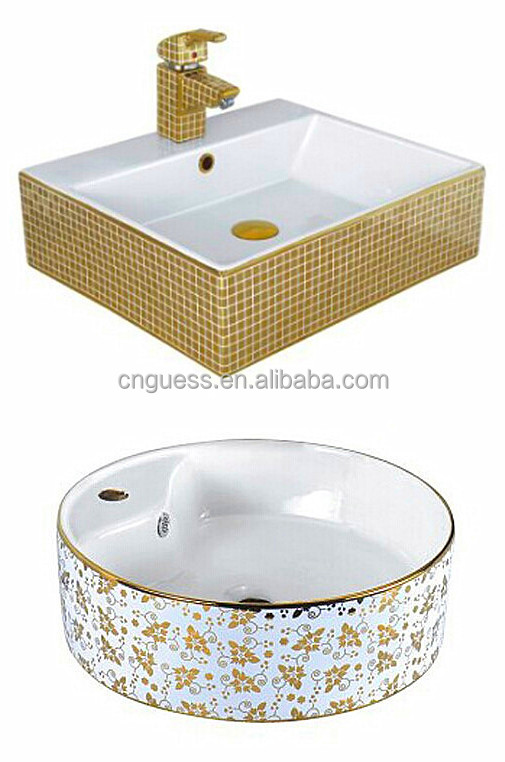 金色の古典的な洗面台/k-d44387衛生陶器セラミックバスルームのシンク仕入れ・メーカー・工場