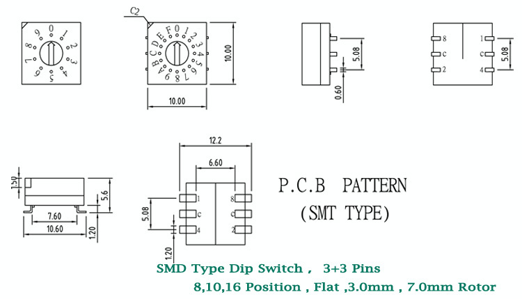 Manual Change Over Switch 10 Position Smd Rotary Dip Switch - Buy