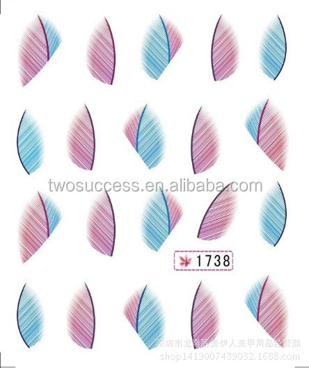Water-transfer Printing Nail Stickers Classic Feather Design Nail Art Decorative Stickers