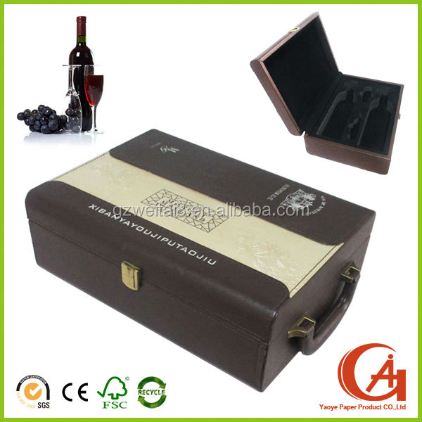 custom handmade red wine leather boxes wholesale for luxury wines packaging