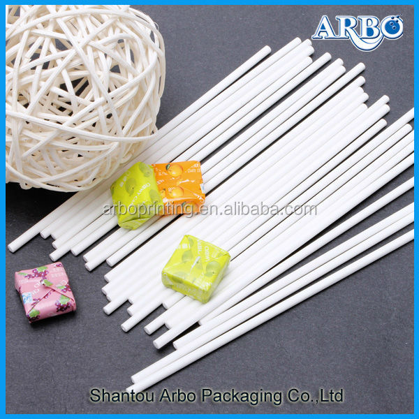 SGS,MSDS and LFGB approved colored paper lollipop sticks 4*152mm