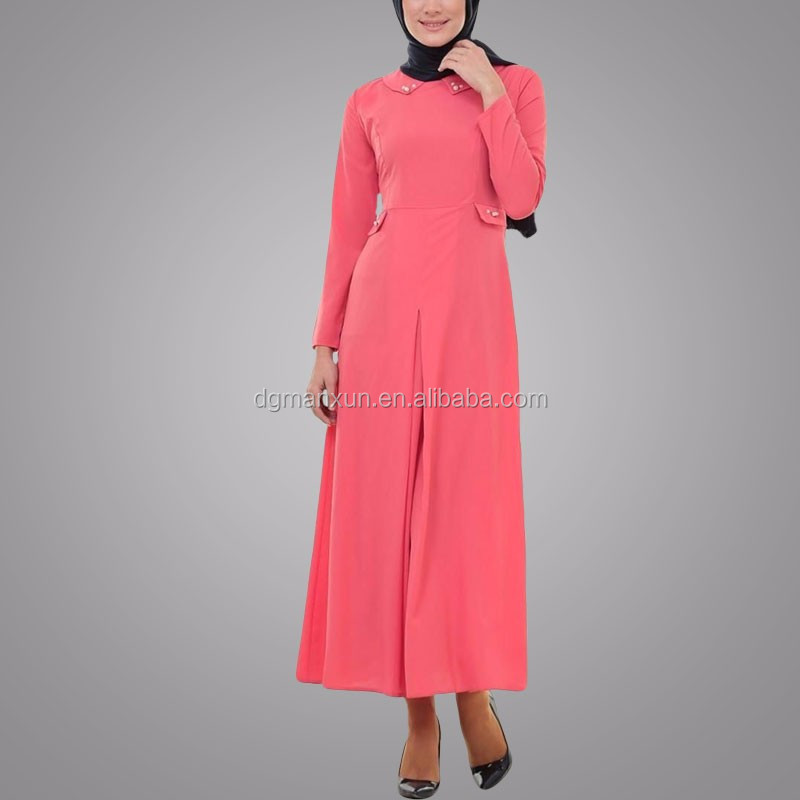 Latest Design Muslim Dress Beauty Abaya Turkey Round Neck Elegant Long Dress (2).jpg