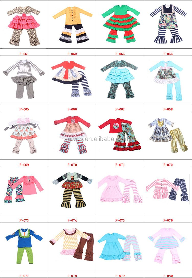 Yawoo子供服卸売花トップフリルボトム衣装タイトパンツ新しいスタイル子供服セット仕入れ・メーカー・工場