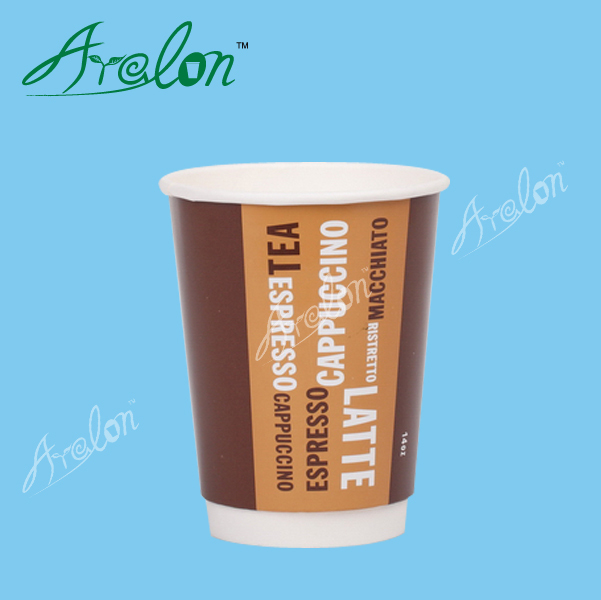 disposable custom printed 12oz double wall paper cups for hot coffee