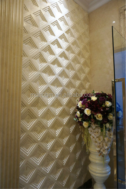 イタリア産大理石のcncデザインラグジュアリーベージュには、 内部の壁パネル 問屋・仕入れ・卸・卸売り