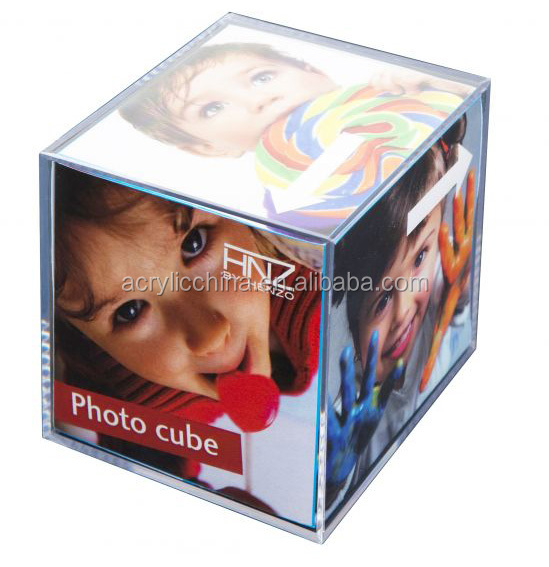 Stylish Photo Cube,Clear Acrylic Plexiglass Photo Cube,Beautiful Magic Organic Glass Cube Photo