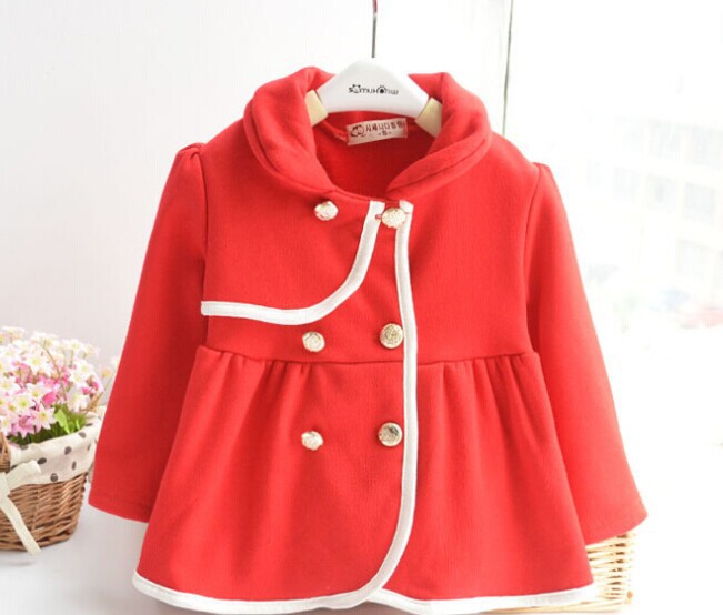 ファッションデザインピンクドットひも丸秋赤ん坊のコートの女の子のコート問屋・仕入れ・卸・卸売り