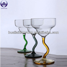Colored lampworking pyrex borosilicate champagne flute glass