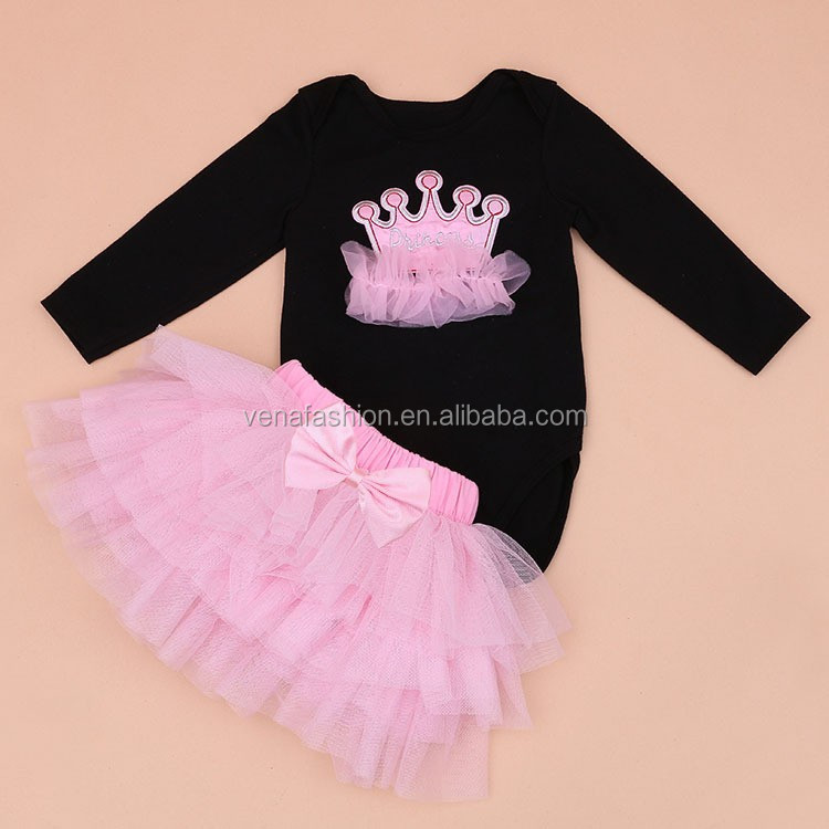 クラウンピンクロンパーススカート卸売女の赤ちゃん服セット仕入れ・メーカー・工場